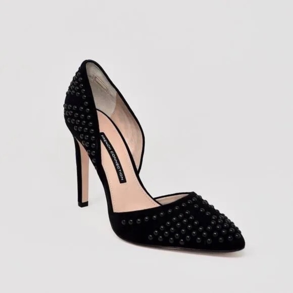 French Connection Black Studded Heels! size 6-6.5. Like new!